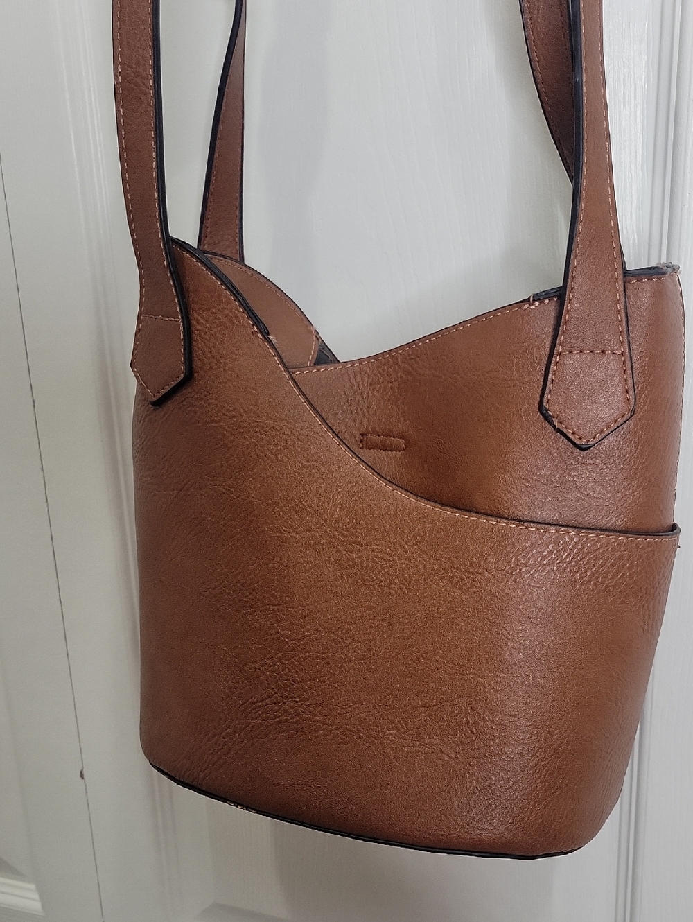K. Carroll Brown Vegan Leather Bucket Crossbody Bag - Picture 4 of 7